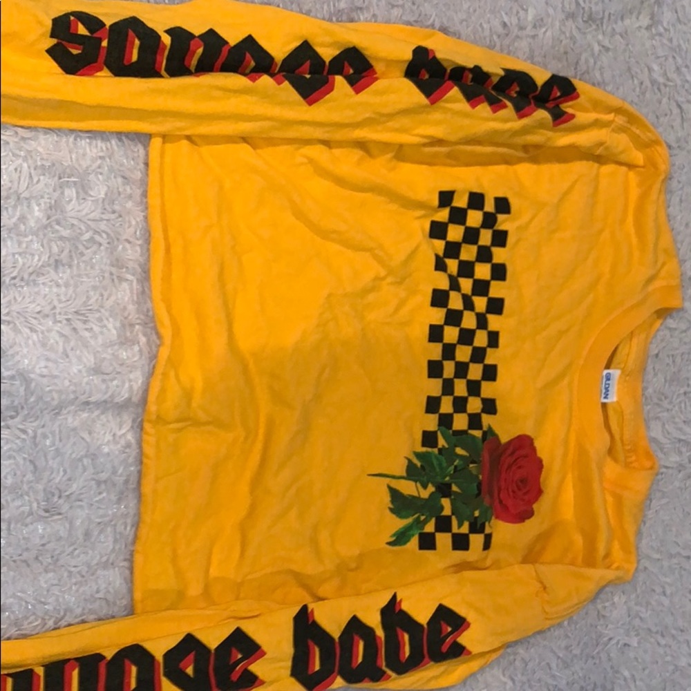 Long sleeve yellow “SAVAGE BABE” shirt
